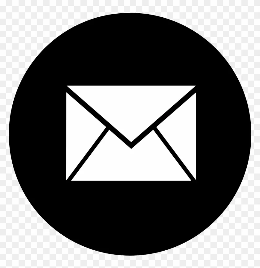 آیکون ایمیل در یک دایره سفید