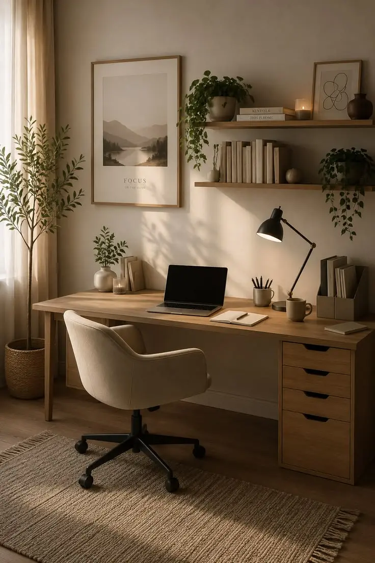 اتاقی با نور طبیعی و فضای باز برای کار خانگی