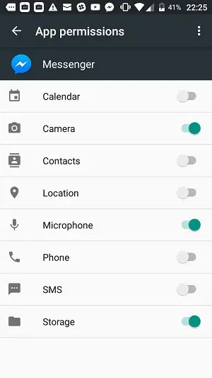 نمونهای از صفحه درخواست مجوز در برنامههای اندروید