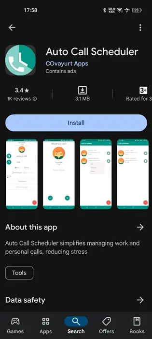 نمایش تنظیمات برنامه‌ریزی تماس در تلفن اندروید