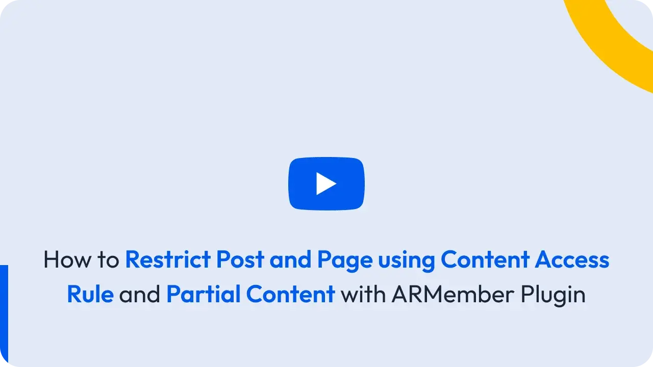 نمونه‌ای از تنظیمات محدودیت محتوا در افزونه ARMember Pro