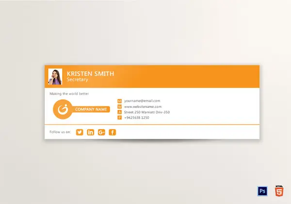 نمونه‌ای از قالب امضای ایمیل در برنامه Outlook