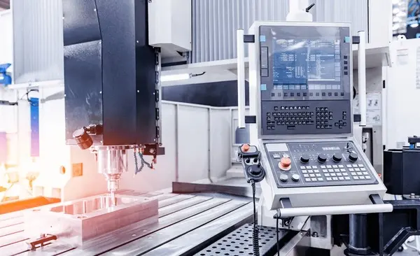 پنل کنترل دستگاه CNC با نمایشگر دیجیتال و دکمه‌های عملیاتی