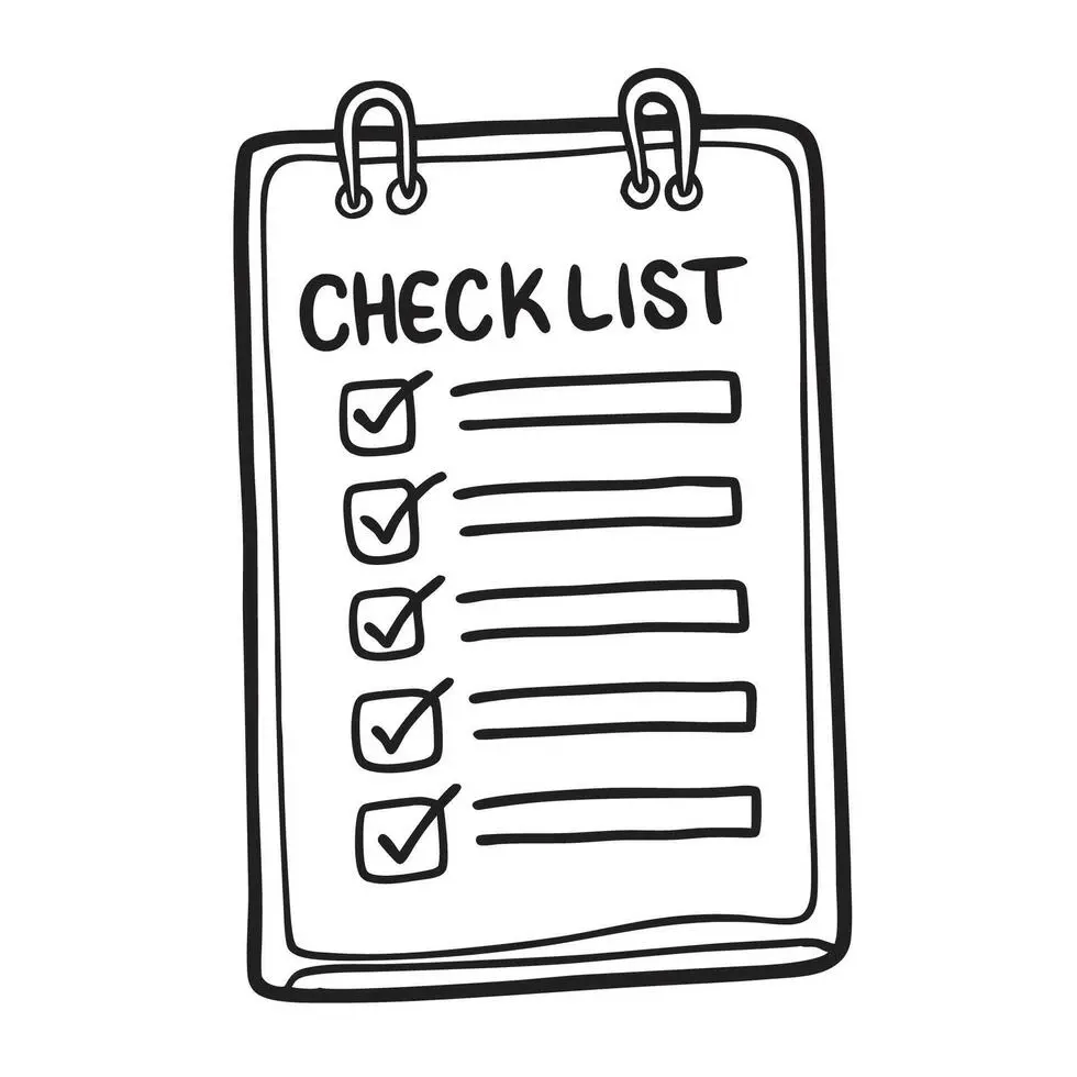 چکلیست دستنویس با سبک اسکیس و علامت تیک