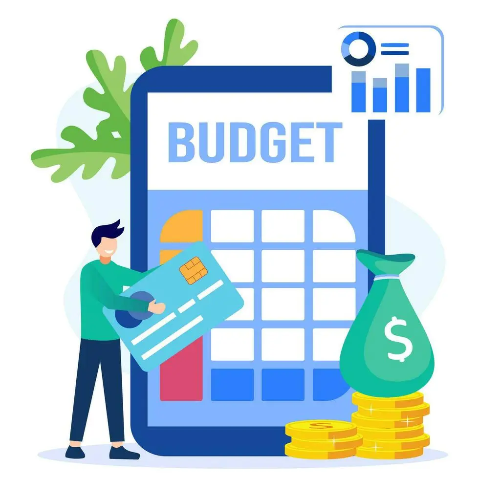 شخصیت گرافیکی بودجه برای نمایش مدیریت مالی