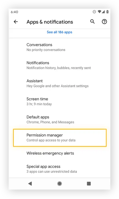 نمایش صفحه مدیریت برنامههای متصل در حساب گوگل