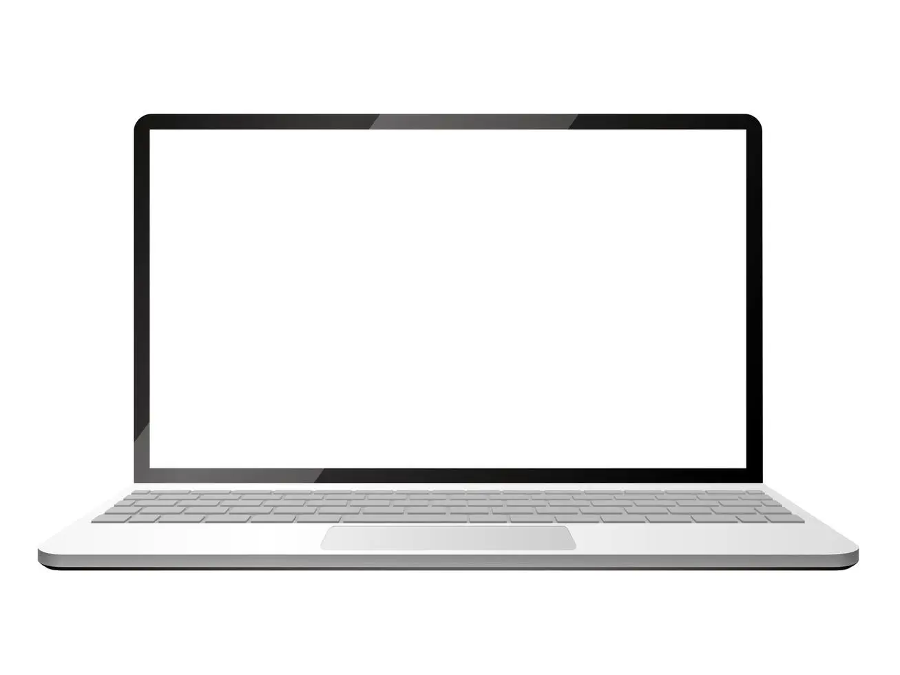 لپتاپی با صفحه نمایش سفید و تمیز در پسزمینه سفید
