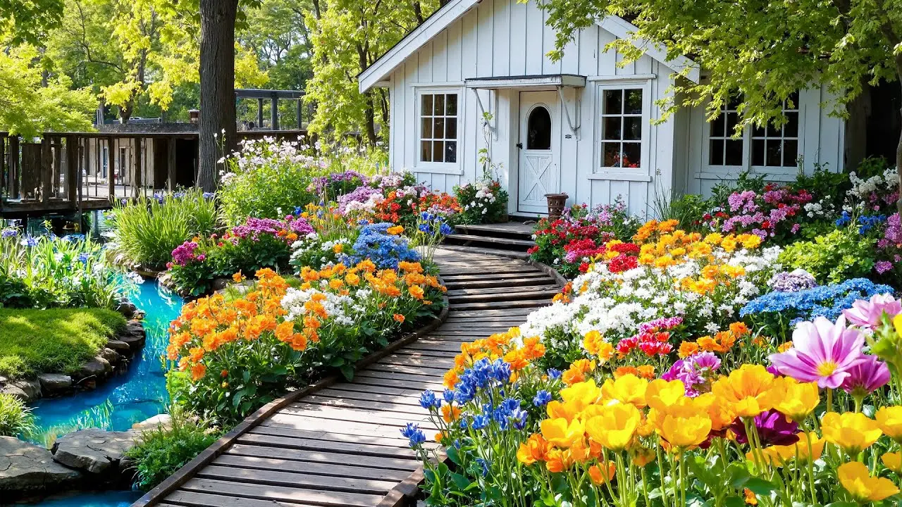 گل‌های آبی و سفید برای ایجاد عمق و هماهنگی رنگی