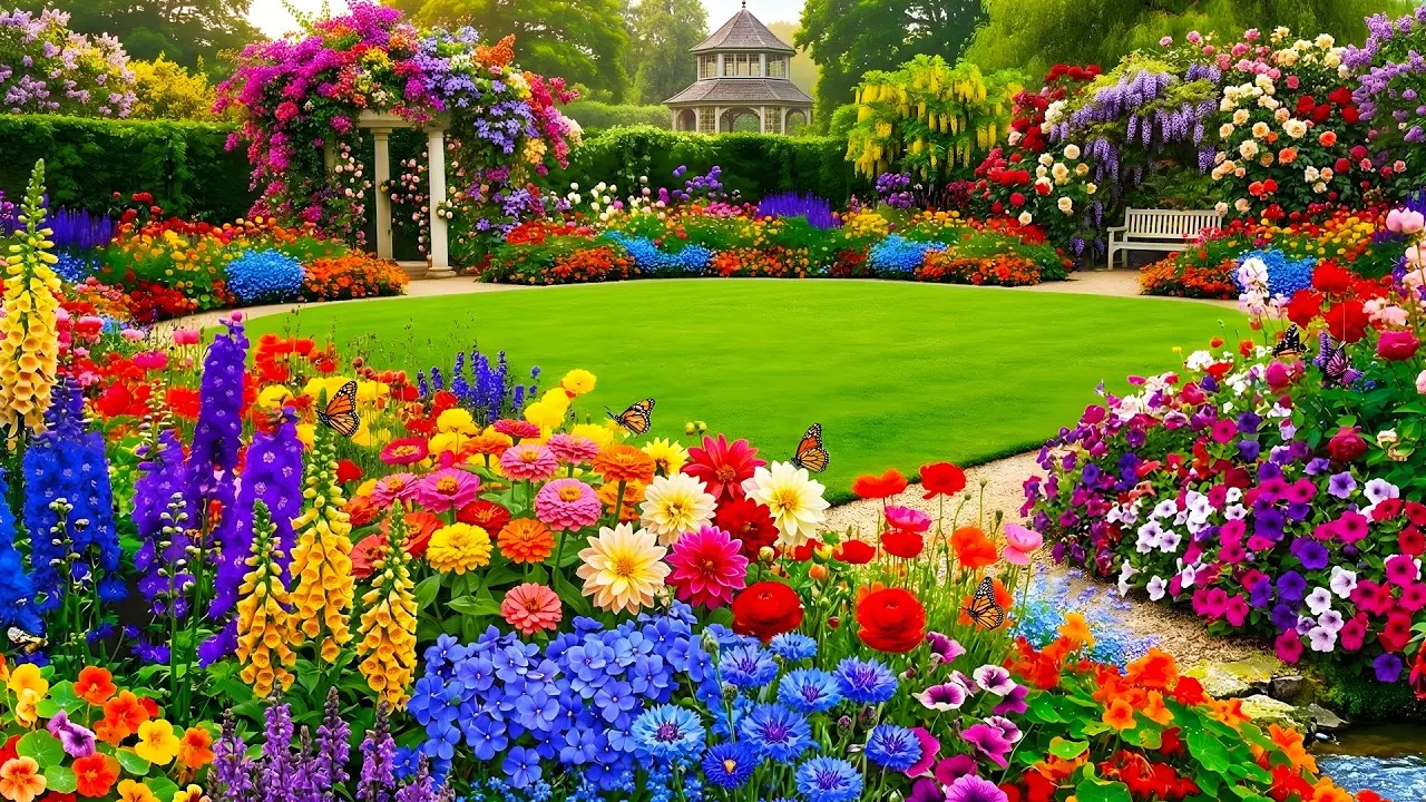 گیاهان برگ‌دار سبز و گل‌های سفید برای ایجاد هماهنگی در باغچه
