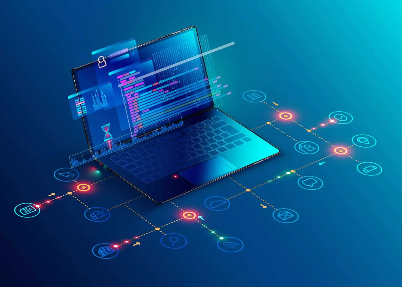 نمایش گرافیکی مصرف منابع سیستم در یک نرم‌افزار مدیریت