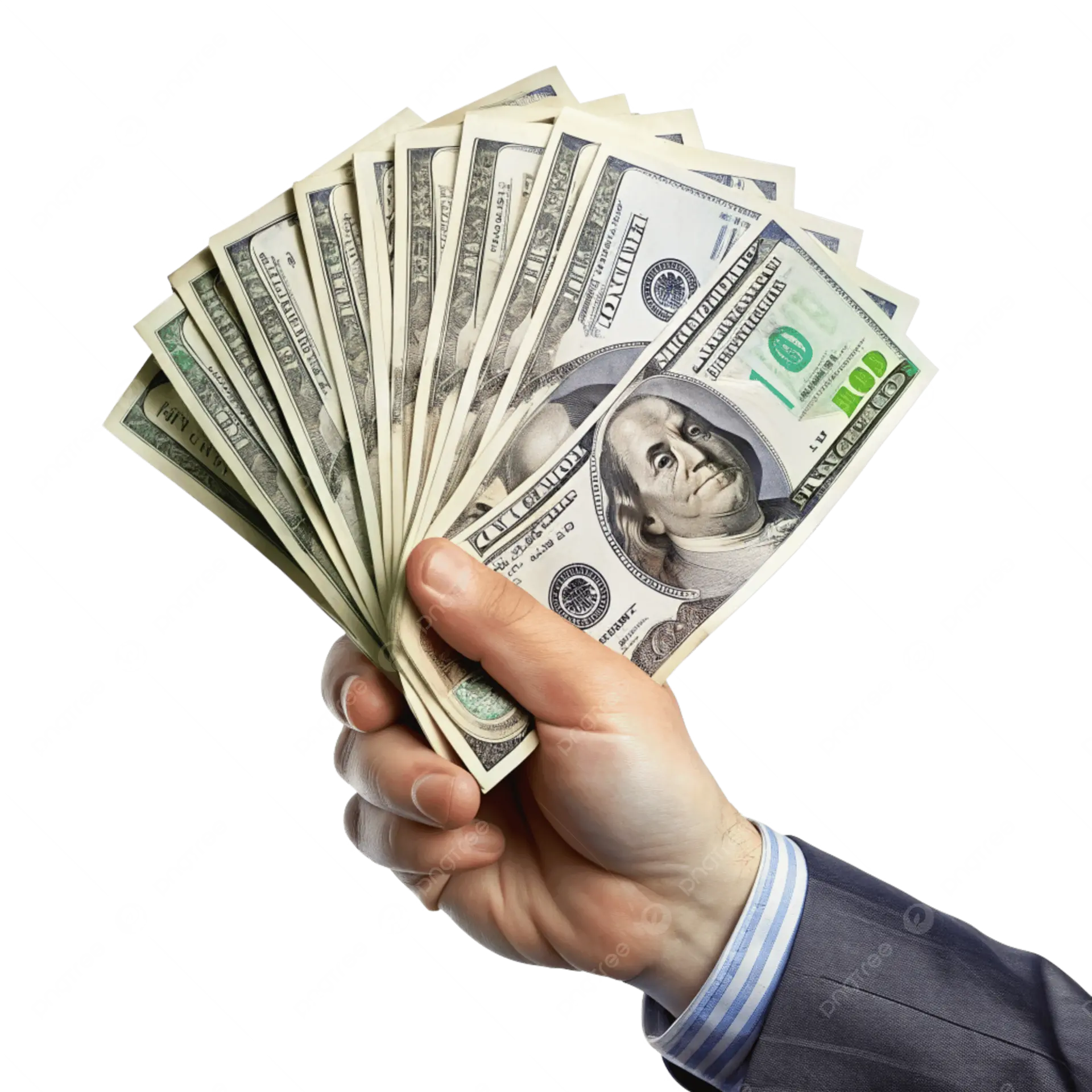 دست انسان که پول نقد را در دست دارد