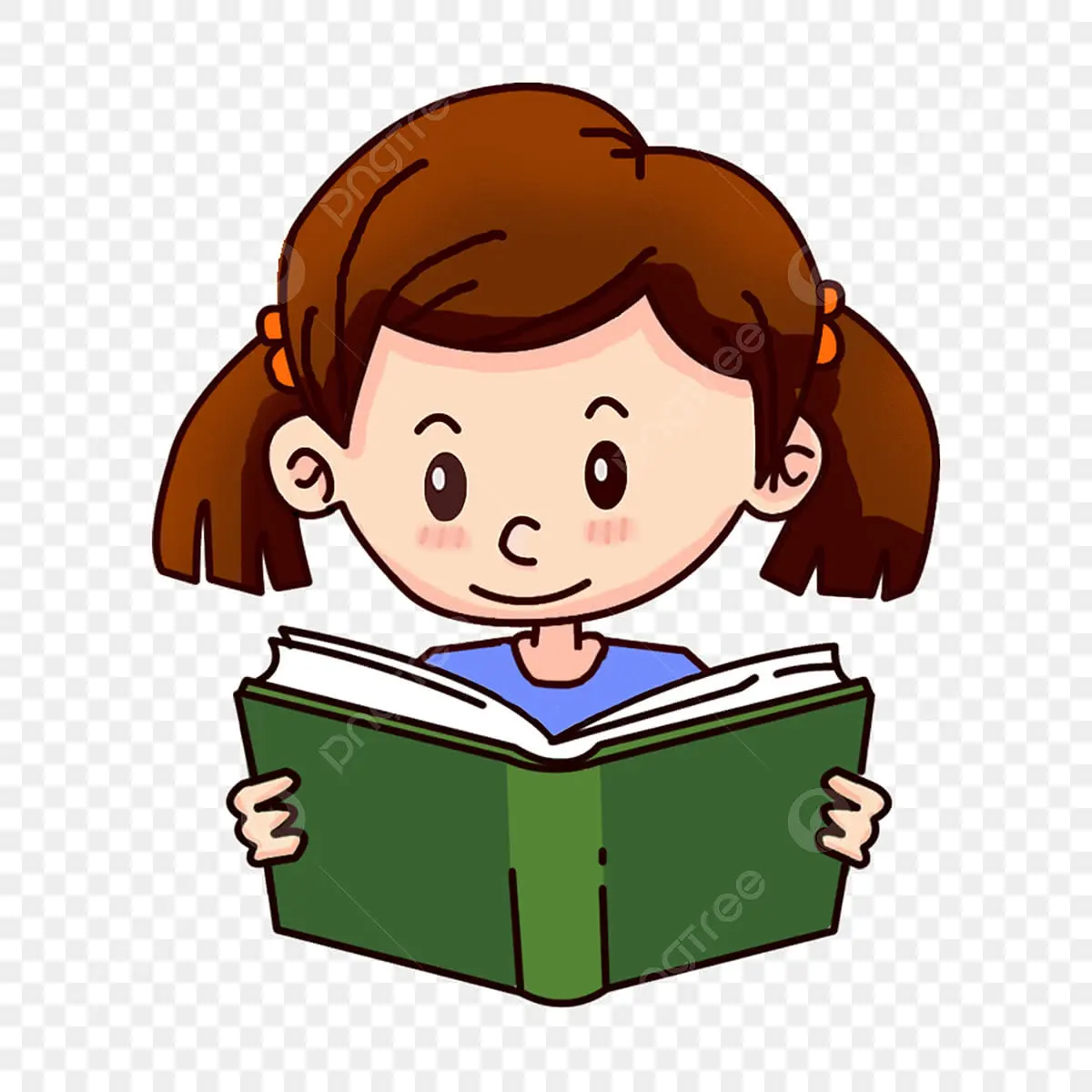 دختر کوچکی که در حال خواندن کتاب است
