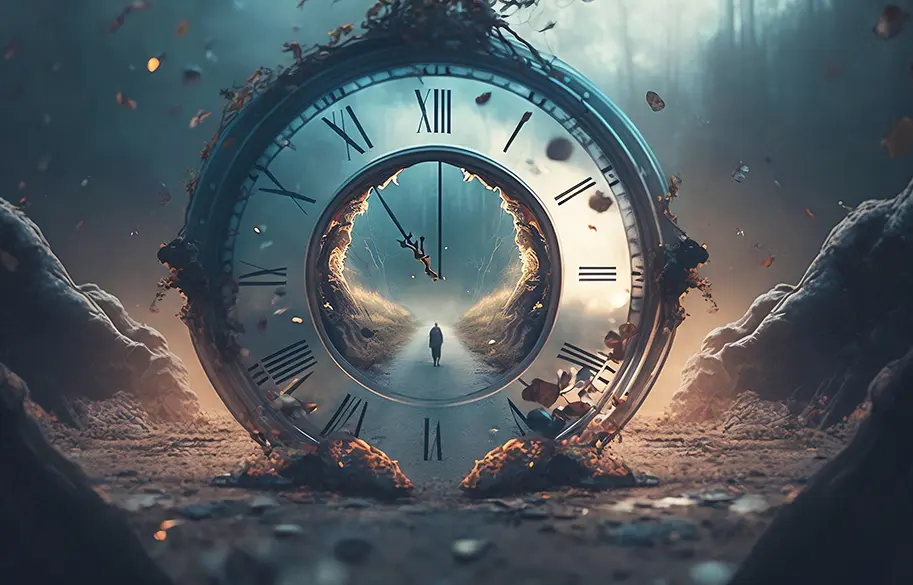 تصویر انتزاعی سفر در زمان و پارادوکس زمانی