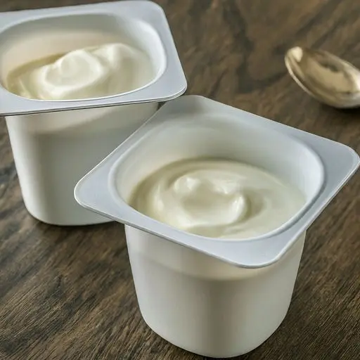 ماست سنتی در ظرف چوبی با لایه‌ای از شیرین‌کننده طبیعی