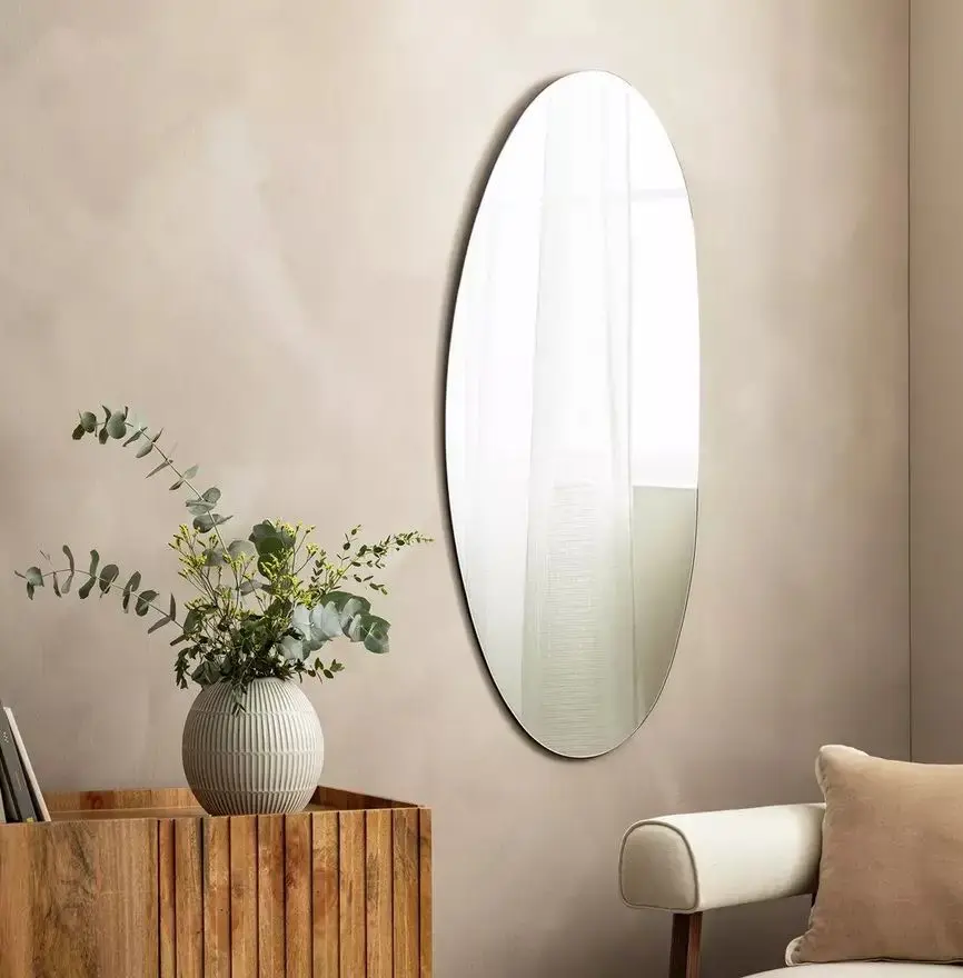 آینه چراغ‌دار با قاب شیشه‌ای و چراغ LED در سبک مدرن