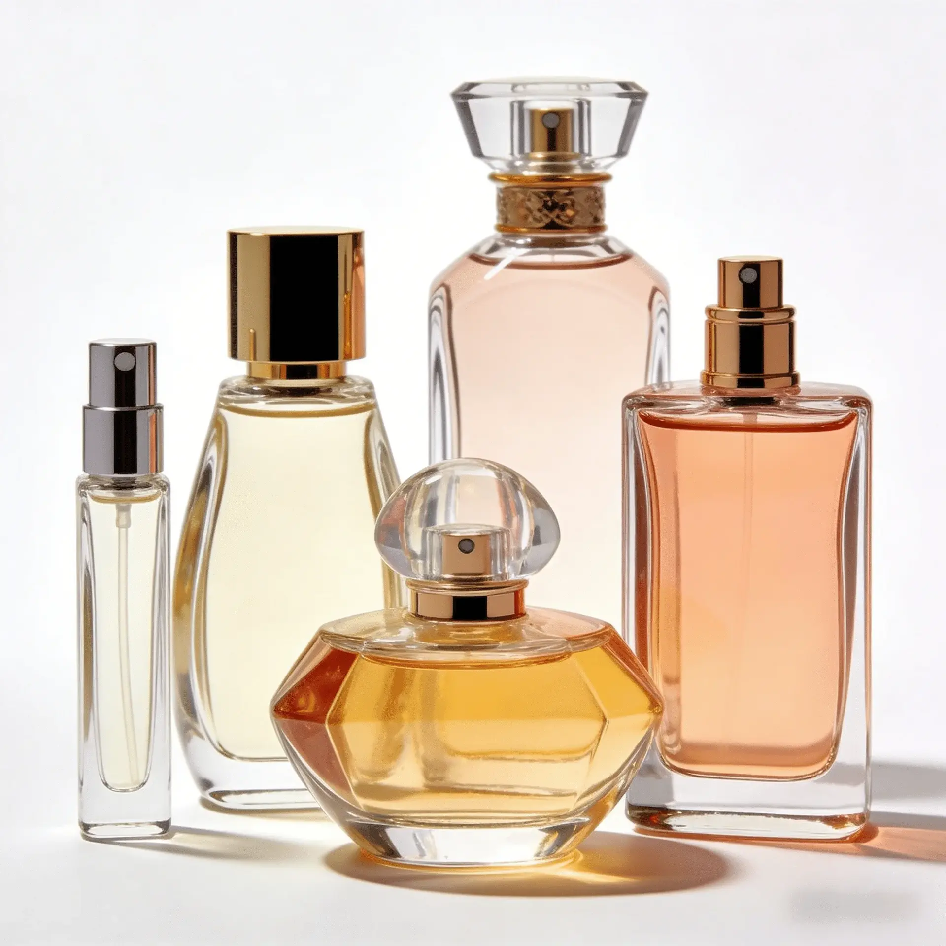 عطرهای طبیعی و سبز در بوتیل‌های شیشه‌ای با طراحی ساده