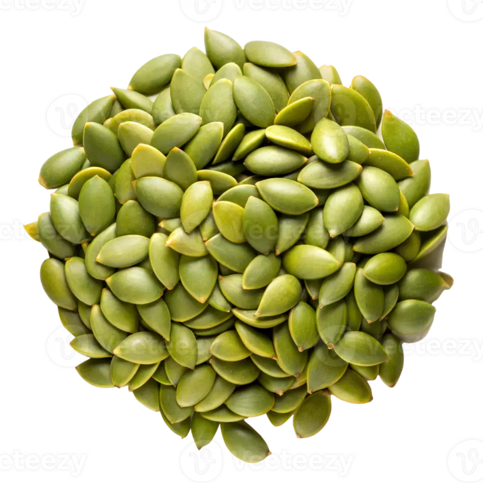 تخمه‌های کدو خام در یک ظرف شیشه‌ای