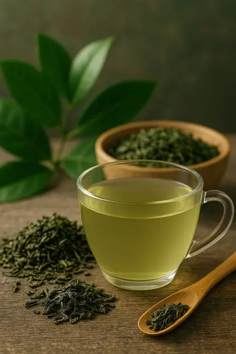 برگ‌های جوان چای سبز در حال خشک شدن به روش سنتی