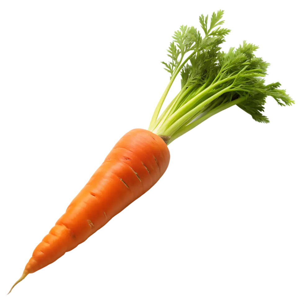 هویج تازه و جدا شده از برگها با زمینه شفاف
