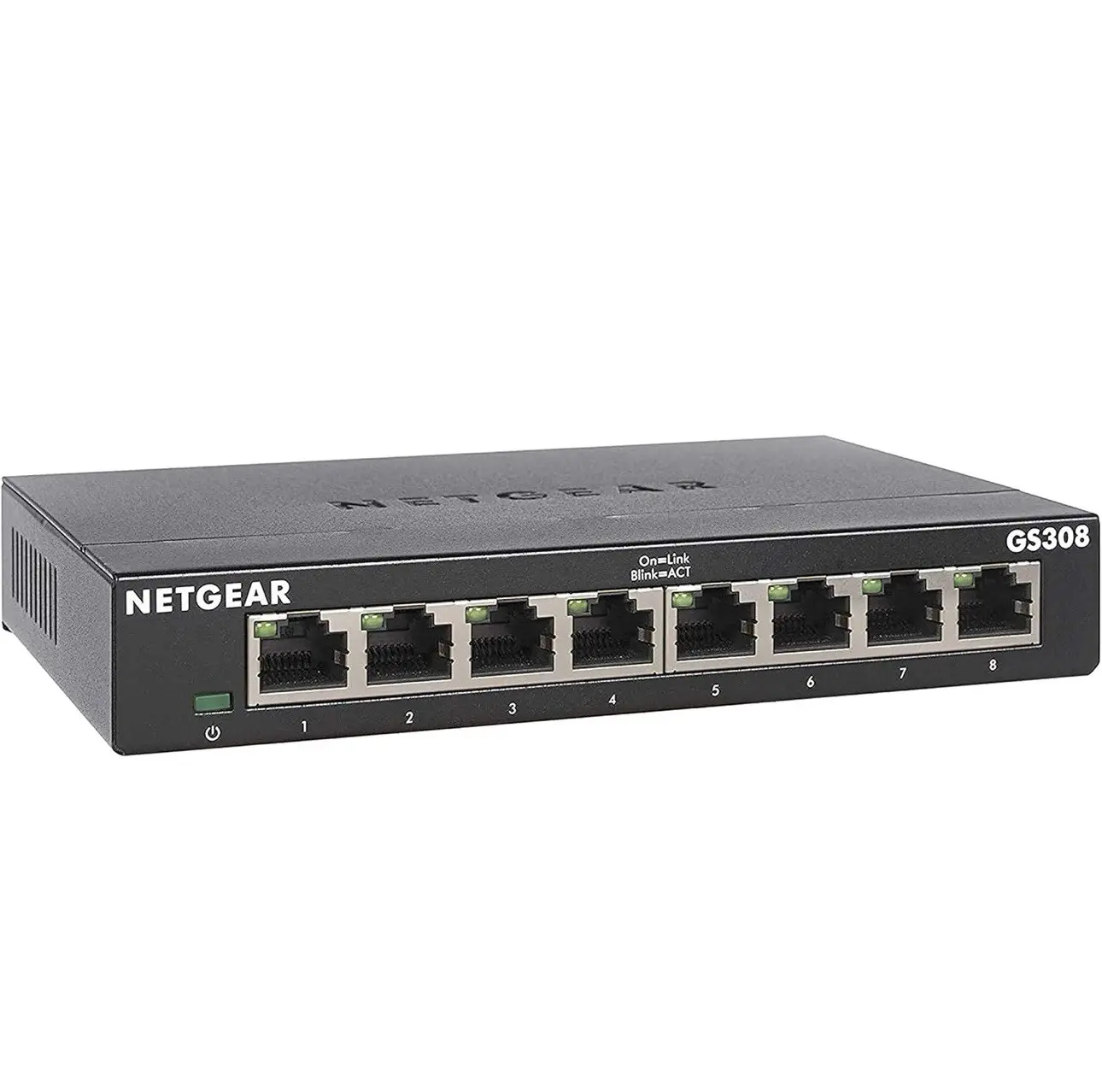 سوئیچ شبکه ۸ پورت با پورت‌های RJ-45 و طراحی ساده